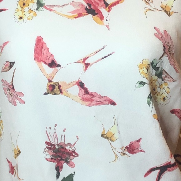 Zara blouse with ruched side. Birds sz small. - Picture 2 of 6